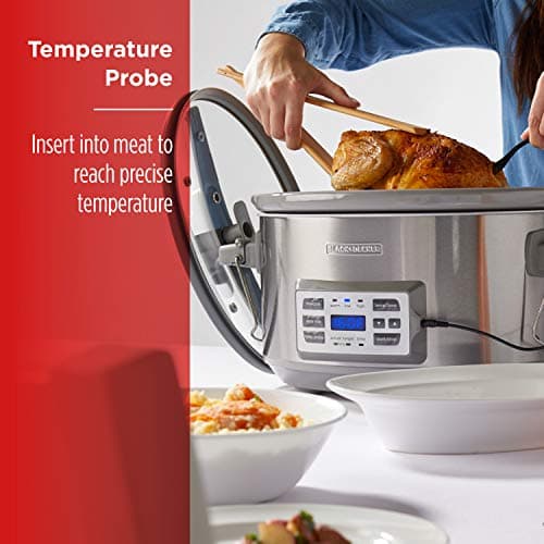 BLACK+DECKER 7-Quart Digital Slow Cooker, SCD7007SSD, Temperature Probe, Sous-Vide, Locking Lid, Removable Stoneware Crock 6