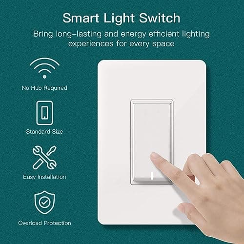 TREATLIFE Smart Light Switch Single Pole Works with Alexa, Google Home and SmartThings, 2.4GHz WiFi Timer Smart Switch, Neutral Wire Required, No Hub Required, FCC Listed, 4 Pack 8
