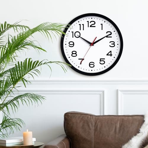DAXSMY Wall Clock Silent Non-Ticking Modern Clock Battery Operated 8 Inch Small Classic Analog Decorative for Kitchen, Living Room, Office, Bedroom, Bathroom (Black) 7