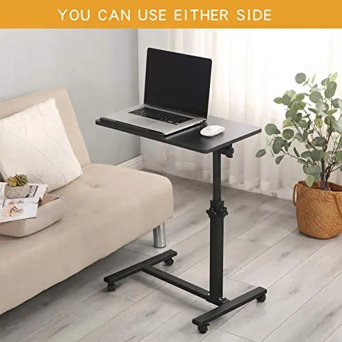 TigerDad Overbed Bedside Desk Mobile Rolling Laptop Stand Tilting Overbed Table with Wheels Height Adjustable Tray Table for Laptop Bed Sofa Side Table (Black) 7