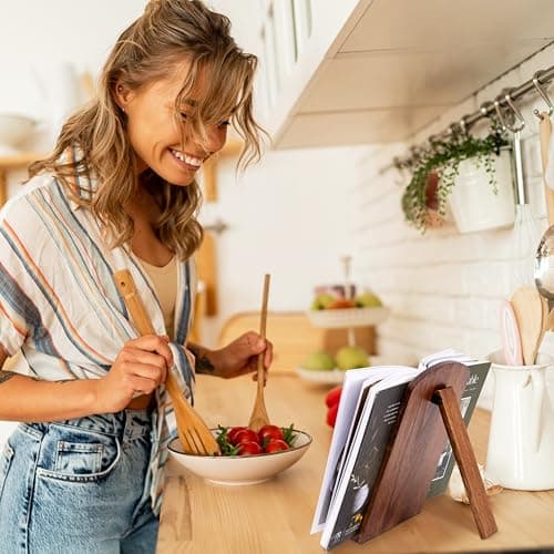 Beautiful Cookbook Stand for Your Kitchen Counter - Solid Wood Stand Easily Keeps Cook or Recipe Books Open for Convenient Cooking - Perfectly Fits Your iPad/Tablet and Enhances Any Kitchen Decor 7