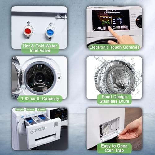 Equator All-in-one Washer Dryer Ventless FULLY BUILTIN 0-CLEARANCE 1.62cf/15lbs 110V 1400RPM 7