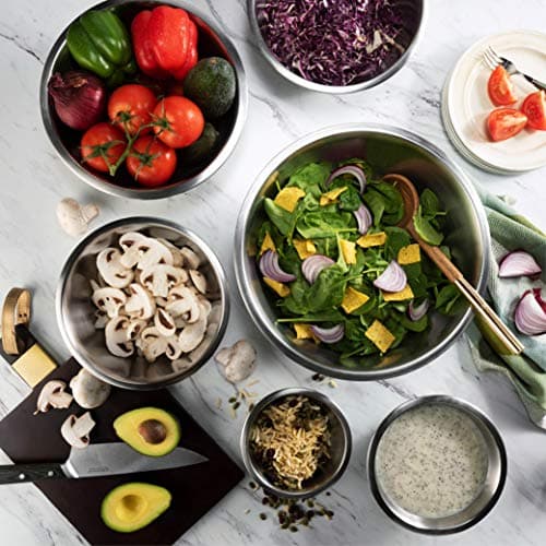 FineDine Stainless Steel Mixing Bowls Set, Dishwasher Safe, 6 Piece Metal Mixing Bowls For Kitchen, Nesting, Large, Small, Big Food Prep, Cooking, Baking 7