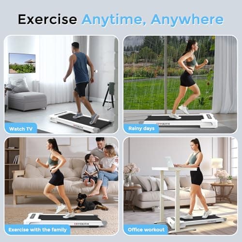 GOYOUTH Walking Pad Treadmill, Under Desk Treadmill for Home Office, Wide Belt Compact Treadmills 300 lbs Capacity, 2.25HP Shock-Absorbing Walking Jogging Running Machine Remote Included (White) 7