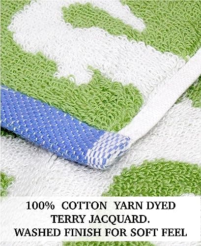 ORIGINAL KIDS Wash Cloth - Bath Time in A While Crocodile Set of 12 Washcloths - 100% Cotton Jacquard Super Soft Colorful Absorbent Quick Dry Easy Care Face Towel Face Cloth Gift - 12x12 - Green Blue 5
