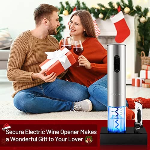 Secura Electric Wine Opener, Automatic Electric Wine Bottle Corkscrew Opener with Foil Cutter, Rechargeable (Stainless Steel) 9