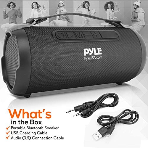 Pyle Wireless Portable Bluetooth Boombox Speaker - 200 Watt Rechargeable Boom Box Speaker Portable Music Barrel Loud Stereo System With AUX Input, MP3/USB/SD Port, Fm Radio, 4" Tweeter - PBMSPG1BK 7