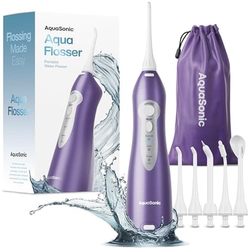 AquaSonic Water Flosser - Cordless Rechargeable Water Flossers for Teeth Cleaning - Waterproof Aqua Flosser, Portable Oral Irrigator for Dental Cleaning with 5 Jet Tips – Braces Home Travel