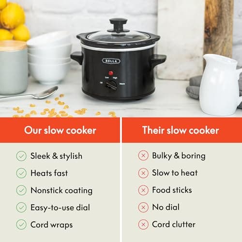 Bella 1.5 QT slow cooker, Black 7