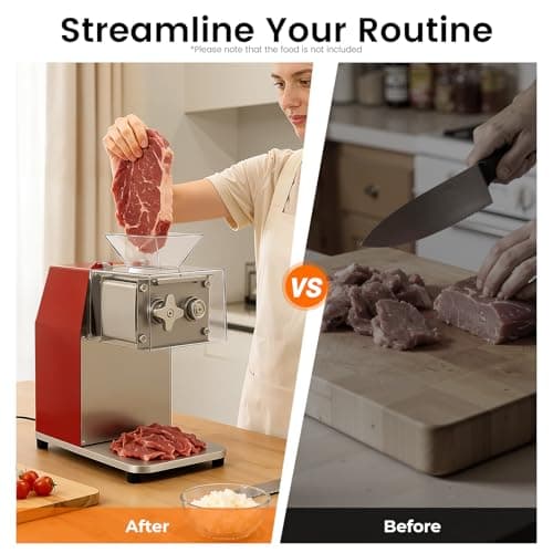 JINHZIXIU Commercial Meat Slicer 1100W Meat Cutter Machine for Home 3.5mm Blade Electric Meat Cutter Automatic Shredding Machine for Boneless Fresh Meat 10