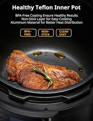 COMFEE' 9-in-1 Electric Pressure Cooker, 14 Presets Instant Multi Cooker Olla de Presion Non-Stick Pot Yogurt Maker Rice Cooker Slow Cooker Sauté Steamer 6 Quarts Black 5