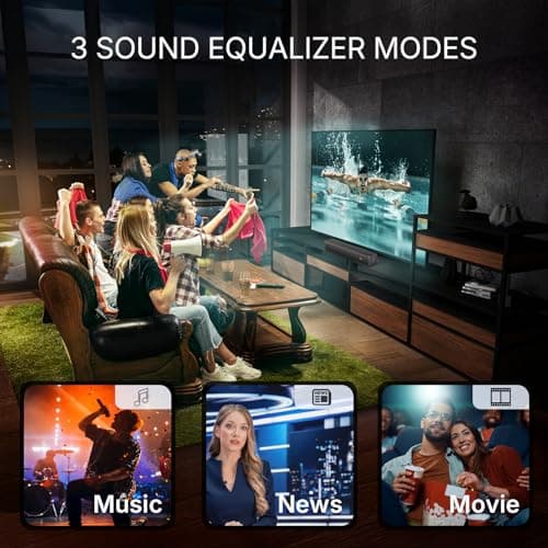 wogree 2.1ch Sound Bar for Smart TV with 6 Levels Voice Enhancement, Built-in Subwoofer, 16 Inches Bluetooth 5.3 TV Soundbar Speakers with ARC/Optical/AUX/USB Connection 6