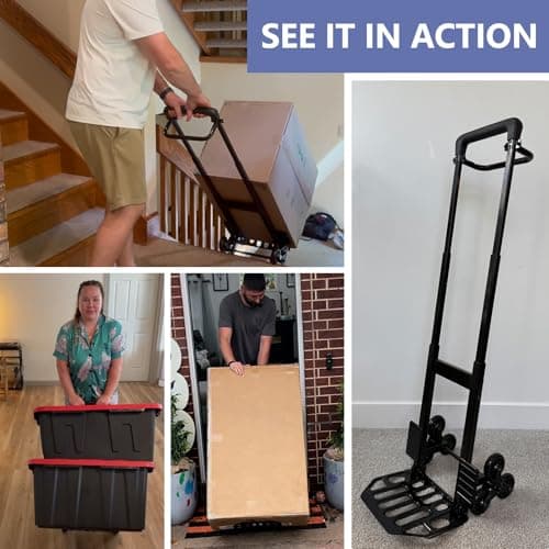 KEDSUM 460 LBS Stair Climbing Dolly, Folding Dolly Cart with Wheels for Stairs, Telescoping Handle & 100% Thickened Steel Stair Climbing Cart for Warehouses, Homes, and Offices, Height 49.2 inch 6