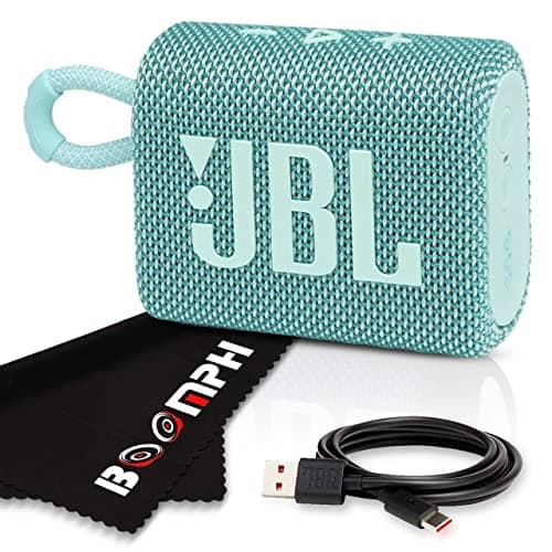 JBL Go 3 Portable Bluetooth Wireless Speaker, IP67 Waterproof and Dustproof Built-in Battery - Teal - Boom h's Comprehensive Ultimate Performance Cloth Solution for Your On-The-Go Sound Experience