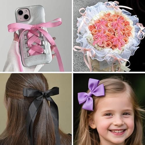 Grosgrain Ribbon 3/8 inch 20 Colors 5 Yards/Roll, Total 100 Yards Per Package for Christmas Tree, Wreath Decorations, Bow Making, Gift Wrapping, Flower Bouquet 6