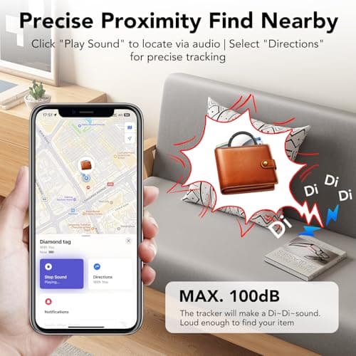 QCOQ Air Tracker Tags-4 Pack Black | Bluetooth Tracker Work with Apple Find My (iOS Only), Smart Tag with Protective Case/Keychain/Lanyard, Item Finder for Luggage/Key/Suitcase, Replaceable Battery 5