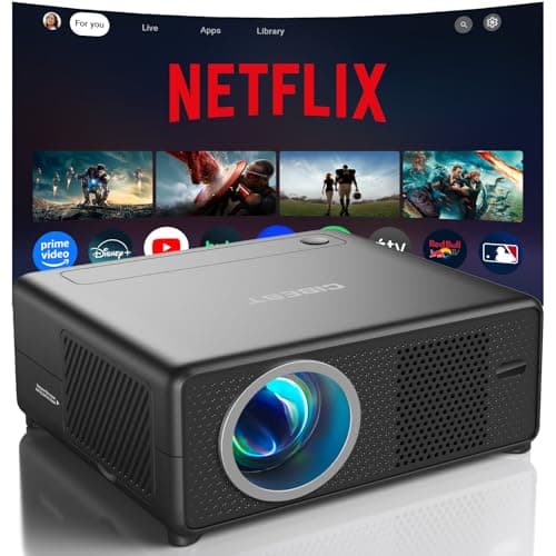 CiBest Mini Projector with WiFi and Bluetooth, Compatible with Netflix/YouTube/PrimeVideo, Electric Focus & Keystone, Short Throw Full HD 1080P Video Projector, Portable Outdoor/Indoor Use