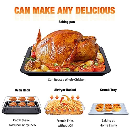 Geek Chef Air Fryer Toaster Oven Combo, 16QT 5-in-1 Toaster Ovens Countertop, Convection AirFryer with Bake, Air fryer & Toaster, Broil and Warm Functions, Stainless Steel Easy Oven for Wonder Meals 7