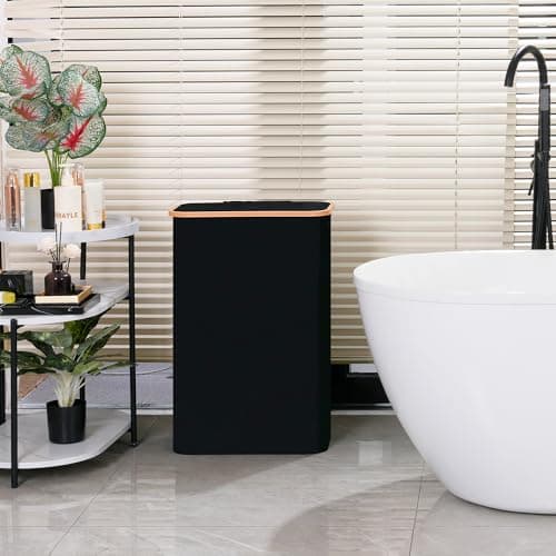 Vincona Slim Laundry Basket with Lid, Narrow Dirty Clothes Hampers for Laundry with Handle, Skinny Laundry Bin for Laundry Room, Dorm, Bedroom and Bathroom, 19.8 Gallon (75L) Black 8