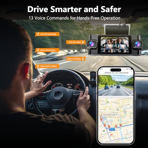 360° Dash Cam Front and Rear: 4 Channel 4K Dash Camera for Cars with GPS 5G WiFi and Free 128GB Card - Voice Control Car Dash Camera with G-Sensor Super Night Vision 24H Parking Monitor 7