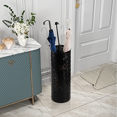Hacaroa Metal Round Umbrella Stand Rack, Free Standing Umbrella Holder Bin, Canes Walking Sticks Holder for Entryway, Home, Office, Black 7
