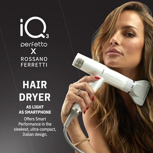 GA.MA IQ3 Perfetto x Rossano Ferretti Hair Dryer with 120,000 RPM Brushless Motor, Smart Auto-Standby, Oxy Active Anti-Frizz Technology, Pearl White 2