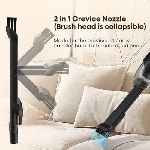 Wkzay Small Handheld Vacuum Cordless with Brushless Motor – 16,000Pa Strong Suction, Fast Charging, Low Noise, Lightweight and Portable for Home, Apartment, Dorms, Small Spaces 9