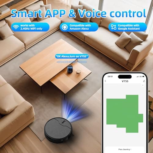 betboyles Robot Vacuum and Mop Combo, Robot Vacuum Cleaner, 6 Cleaning Modes, Large Capacity Water Tank Dustbin, Self-Charging, WiFi/App/Alexa, Ideal for Hard Floor, Carpet, Pet Hair 5