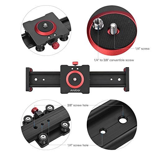 Andoer 30cm/12inch Aluminum Alloy Camera Track Slider Video Stabilizer Rail for DSLR Camera Camcorder DV Film Photography, Load up to 11Lbs 8
