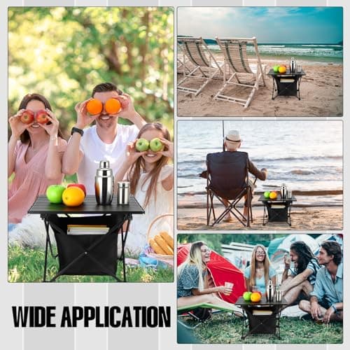 Tatuo 2 Pack Portable Camping Side Table with Storage Bag Lightweight Small Folding Beach Table for Sand Outdoor Aluminum Camping Tent Table Compact Picnic Table for BBQ Hiking Fishing Beach Travel 7