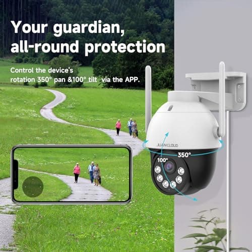 JUANCLOUD 4G LTE Cellular Security Camera Wireless Outdoor, No WiFi Camera with 360° Pan Tilt Auto-Tracking, Siren Alert, Color Night Vision, 2-Way Audio, 32GB SD Card & SIM Card, IP66 8