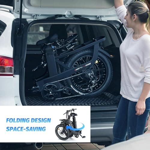 30 MPH Foldable Electric Bikes for Adults 1500W Peak Motor Ebike 20 inch Fat Tire E Bike with 100 Miles Max Range 48V Removable Battery Ebikes Electric Bicycle with Front Suspension 7 Speed E-bike 7