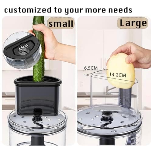 14 Cup Food Processor, French-Fry-Cutter, Blending, Mixing, Shredding, and Slicing, Meat and Vegetable Chopping, Doughing for Home Use, Mincing, and Pureeing,4 Speeds, Large Feed Chute,600W 6