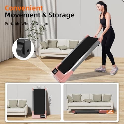 DeerRun Under Desk Walking Pad Treadmill for Home & Office, 6% Manual Incline, 0.6–3.8 MPH Walking Speed, 300 lb Capacity, App & Remote Control 5