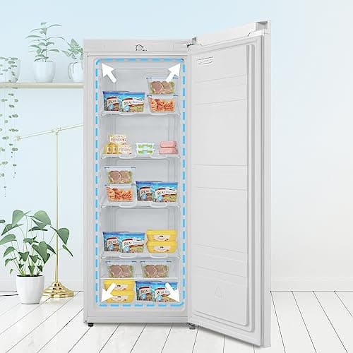Midea MRU05M2AWW Upright Freezer, 5.3 Cubic Feet Freezer, For Kitchen Apartment Office Basement or Dormitory, White 5