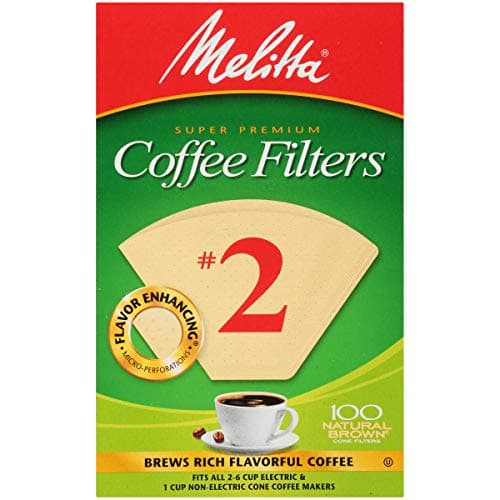Melitta #2 Cone Coffee Filters, Unbleached Natural Brown, 100 Total Filters Count - Packaging May Vary