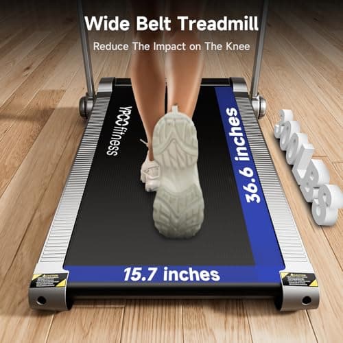 YPOO Foldable Treadmill with Incline, LED Display, Handle Bar, 300 lbs Capacity, Walking Pad for Home Use 6