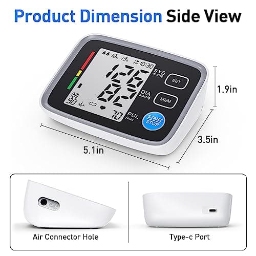 ALPHAGOMED Upper Arm Blood Pressure Monitor for Home Use 2 Cuff Sizes, 9-17'' & 13-21''Extra Large BP Cuff Automatic Digital Blood Pressure Machine 2 Users 180 Memories USB Cable 4 AA Batteries 5