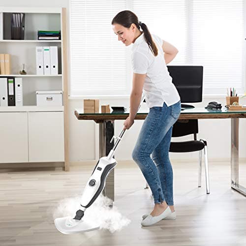 True & Tidy, Heavy Duty Steam Mop with Built-in Water Filter, Adjustable Steam, Extra long 20ft Power Cord, 2 Steam Mop Pads and Carpet Glider, STM-500, Gray 8