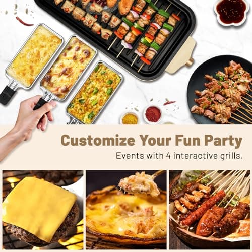 Pukomc Electric Indoor Grill,2 in 1 Indoor Grills for Kitchen with Grill Net & Non-Stick Cooking Removable Plate, Temperature Control, Dishwasher Safe, 1700W Smokeless barbecue 8