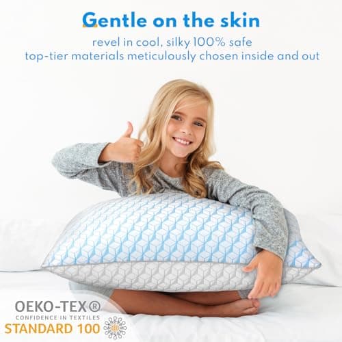 HEYCUZI Bed Pillows Queen Size for Sleeping - Breathable Down Alternative Soft Pillows Set of 2 for Side, Back, and Stomach Sleepers - Hotel Quality Fluffy Microfiber Fill Cooling Skin-Friendly 5