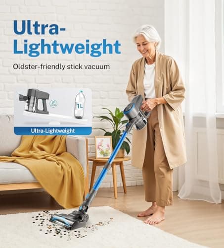 DEVOAC Cordless Vacuum Cleaner, Ultra-Lightweight Stick Vacuum, 2200mAh Battery Up to 40mins Runtime, 6 in 1 Powerful Handheld Vacuum for Home Hard Floor Carpet Pet Hair (Sea Blue) 8