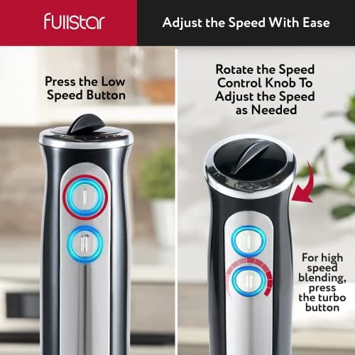 fullstar Immersion Blender Set, 9-Speed 500W Handheld Electric Hand Mixer, Smoothie Blender (3-in-1, Black) 6