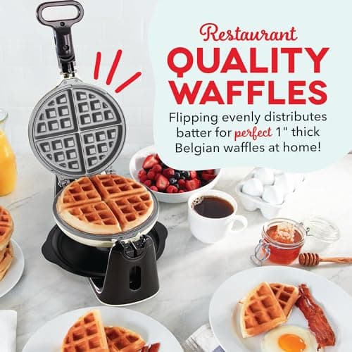 Dash Flip Belgian Waffle Maker - For Thick, Fluffy Single-Serve Waffles - Features Ceramic Nonstick Plates and Easy Flip Design - Cream 2