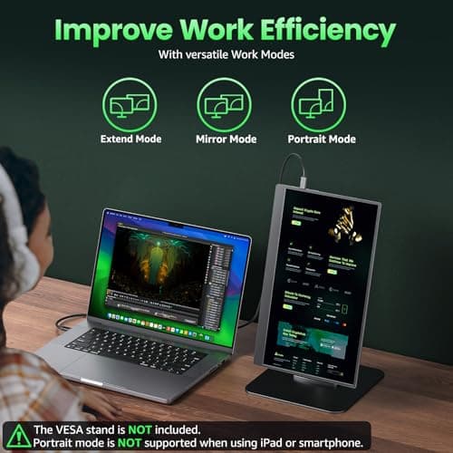 cocopar Portable Monitor IPS Travel Monitor with USB-C HDMI Portable Screen for Laptop MacBook Surface PC PS4/5 External Display with Kickstand, VESA Mountable, 15.6 Inch 6