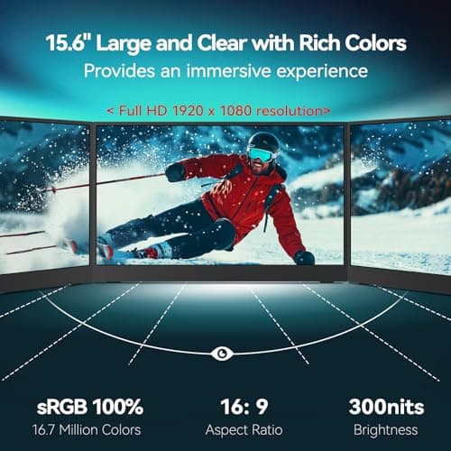 Intehill 240Hz Portable Monitor, A+ Grade Fast IPS LCD 15.6 Portable Gaming Monitor, AMD FreeSync, 2ms Response, FHD 1080p sRGB 100% HDR Monitor Portable, Aluminum Body, Dual USB-C and Mini HDMI. 3