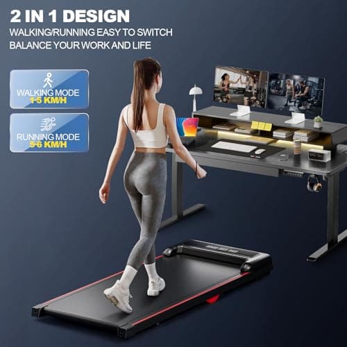 GORISE Walking Pad, Under Desk Treadmills for Home, Walking Pad with APP, Treadmills with Remote Control and LED Display, 3 in 1 Portable Walking Treadmill, Shock Absorption Design, 300 Lbs Capacity 8