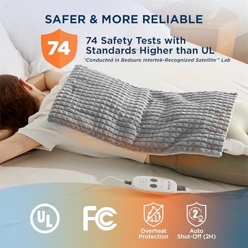 Bedsure Heating Pad for Neck and Shoulders and Back, Weighted Heated Pad with Vibration, FSA Eligible Items, Birthday Gifts for Women Men Mom Men, Auto Shut Off, 5lbs 12" x 24", Grey 8