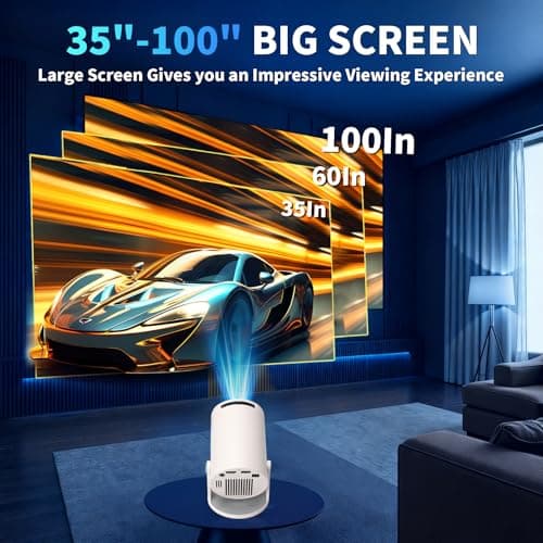 [Built-in Apps & 2025 Upgraded] Mini Projector Support 4K 1080P Auto Keystone 270° Rotatable with WiFi 6 and Bluetooth 5.4, Projector Portable Compatibile with HDMI/TV Stick/Memory Stick/Laptop-White 9