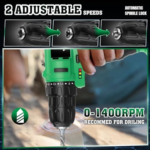 Cordless Drill Set, 3/8 Drill Handheld Screwdriver Kit with 18+1 Torque Setting, 20V Electric Drills Tools Bit, LED Electric Power Drills with Battery and Charger, 1 Battery 8